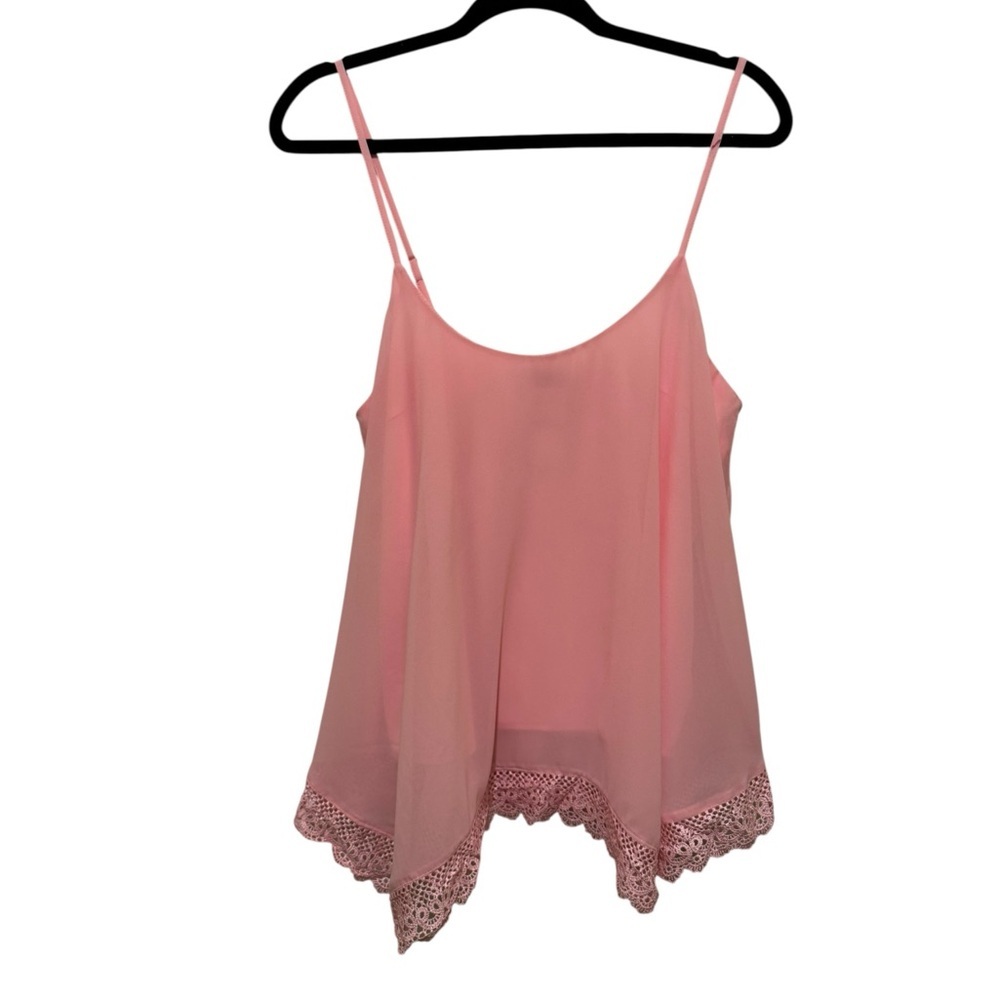 Hot Kiss Pink Camisole with Lace Hem​